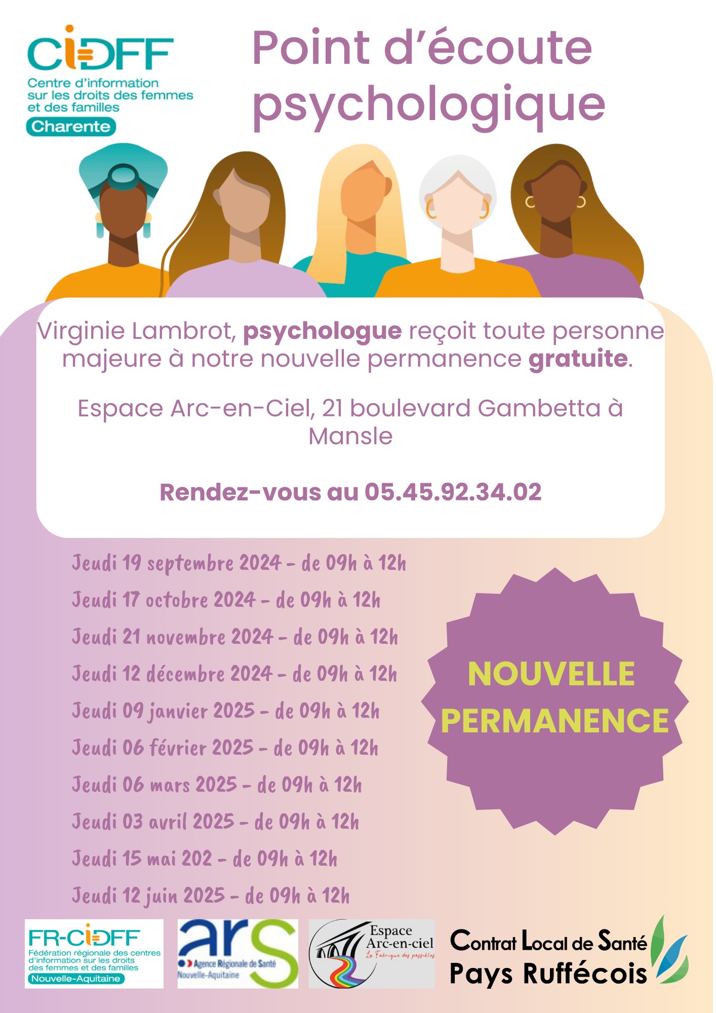 Nos nouvelles permanences du point d'écoute psychologique à Mansle