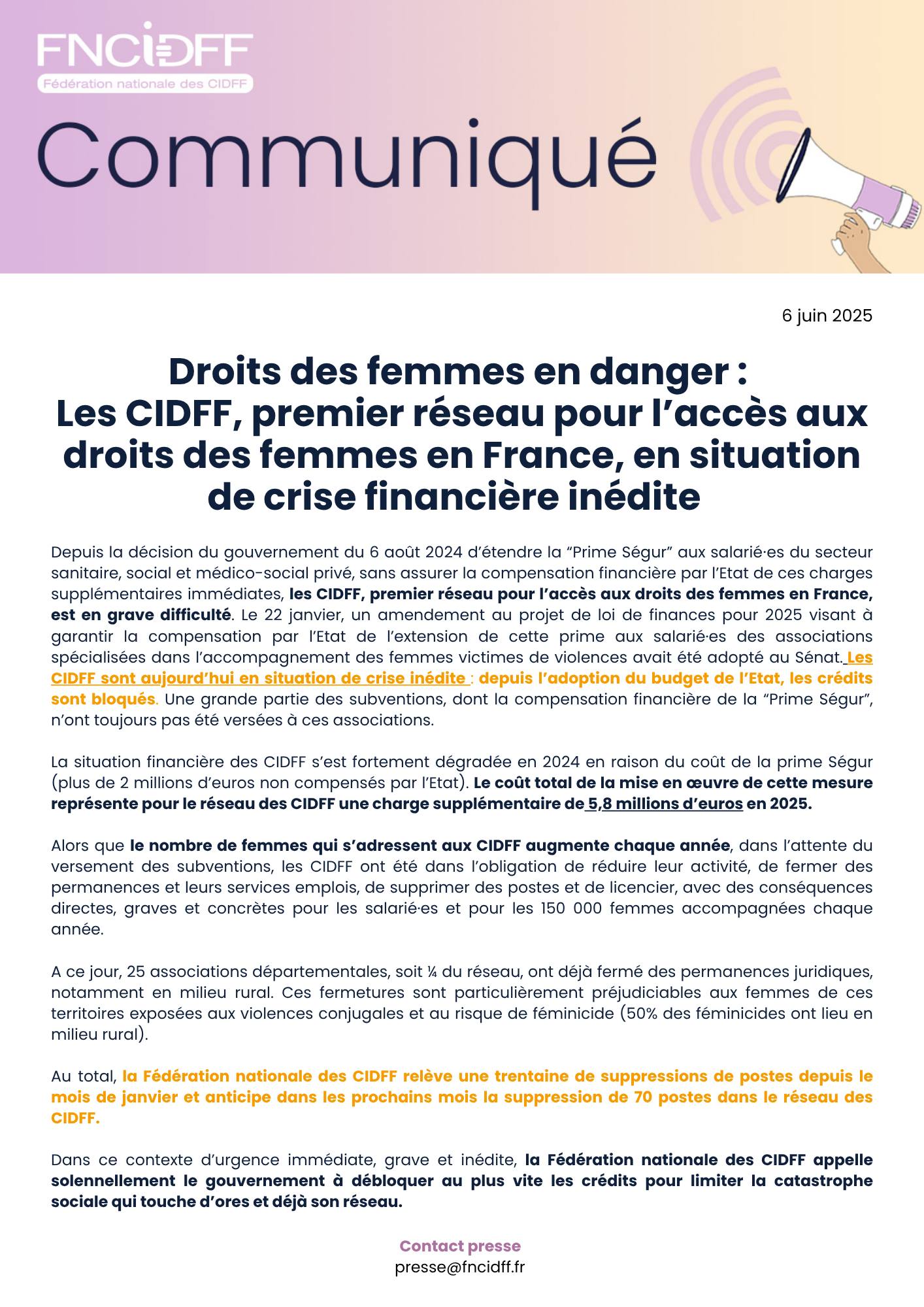 Droits des femmes en danger